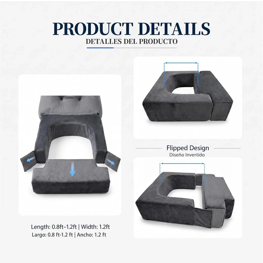 BBL Recovery Bed Mattress 9-Piece Adjustable Post Surgery Pillow Set Grey Foam
